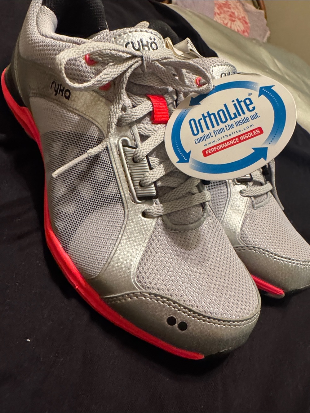 Ryka Exertion Gray Sneakers with Pink Accents